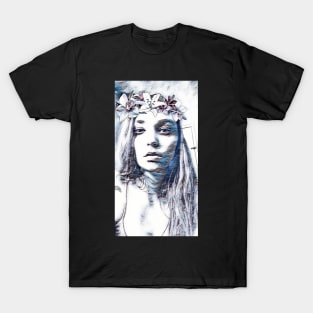 Black and White Hippie Girl T-Shirt